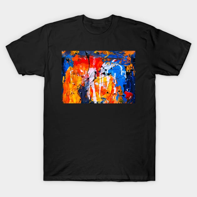 Orange and blue abstract painting T-Shirt by mydesignontrack